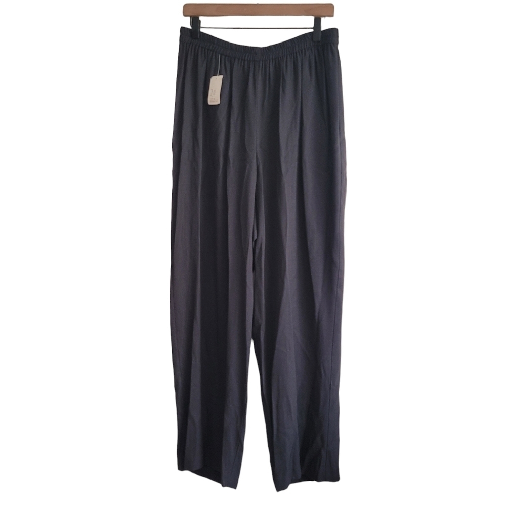 NEW VTG R&M Richard's Black Rayon‎ Acetate Pull On Straight Leg Pants